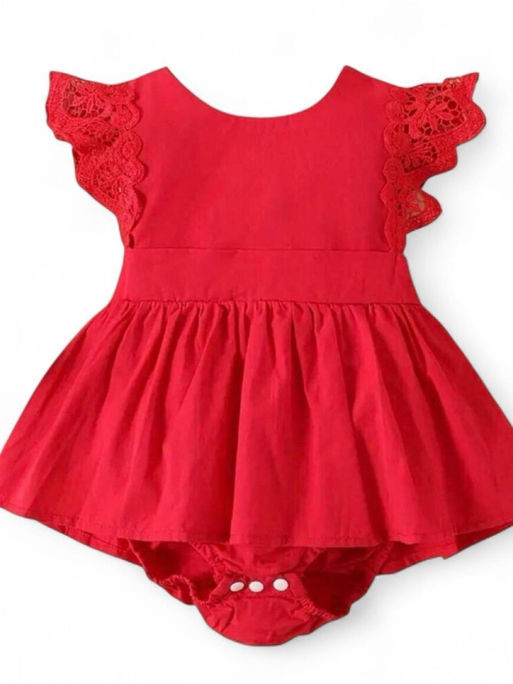 4th of July Baby Girl Red Romper 100% cotton with Lace